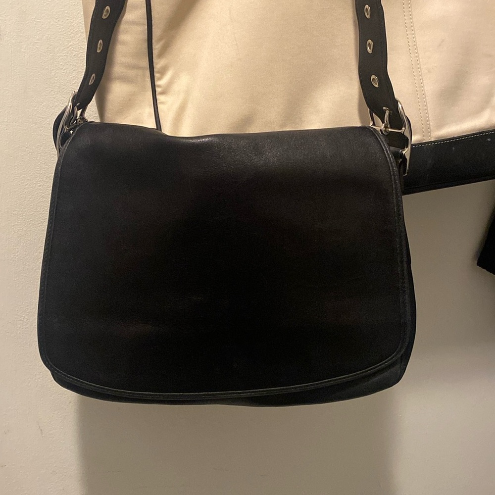 Coach vintage black leather shoulderbag 9332